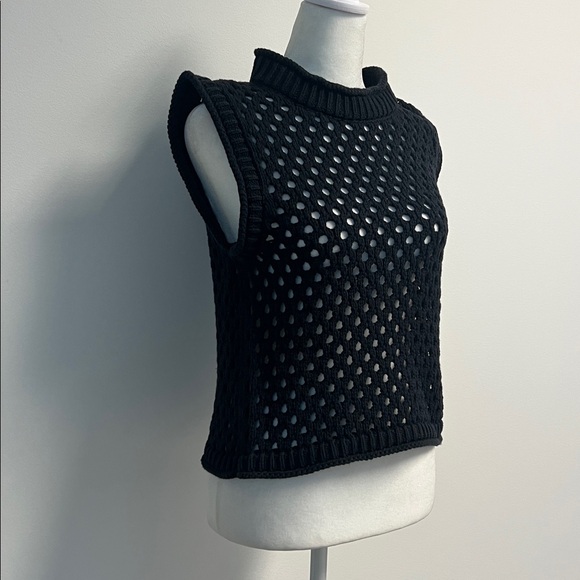 bishop + young Dark Blue Open Weave Shell Sweater Vest S - Picture 4 of 7